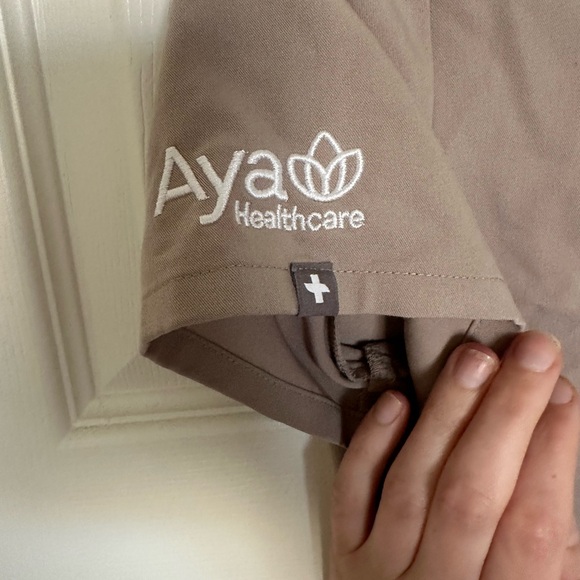 Figs Nude Scrubs with Teal Drawstring - Picture 3 of 4